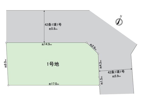緑が丘町西2丁目 売り土地(1号地) 区画図