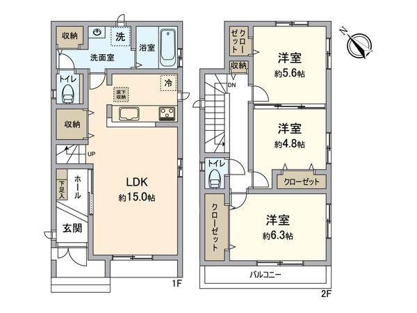 神和台1丁目 新築戸建 1号棟 間取図(平面図) 神和台1丁目 新築戸建 1号棟 間取図(平面図)