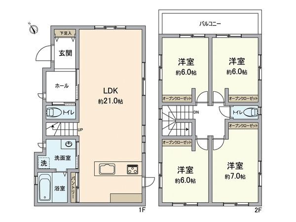 松が丘3丁目 新築戸建 1号地 間取図(平面図) 松が丘3丁目 新築戸建 1号地 間取図(平面図)