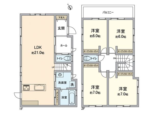 松が丘3丁目 新築戸建 2号地 間取図(平面図) 松が丘3丁目 新築戸建 2号地 間取図(平面図)