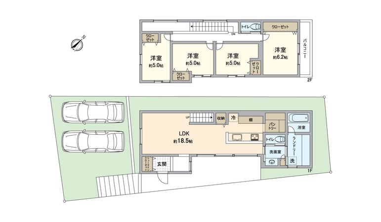 南落合1丁目 新築戸建 2号地 間取図(平面図) 南落合1丁目 新築戸建 2号地 間取図(平面図)