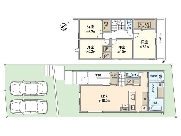 南落合1丁目 新築戸建 1号地 間取図(平面図) 南落合1丁目 新築戸建 1号地 間取図(平面図)