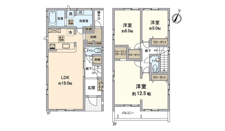 東落合3丁目 新築戸建 1号棟 間取図(平面図) 東落合3丁目 新築戸建 1号棟 間取図(平面図)