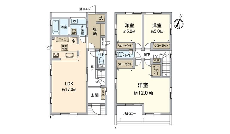 東落合3丁目 新築戸建 2号棟 間取図(平面図) 東落合3丁目 新築戸建 2号棟 間取図(平面図)