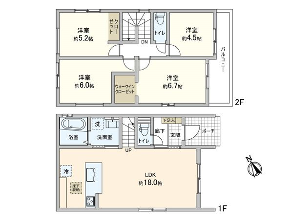伊川谷町潤和 新築戸建 2号棟 間取図(平面図) 間取図(平面図)