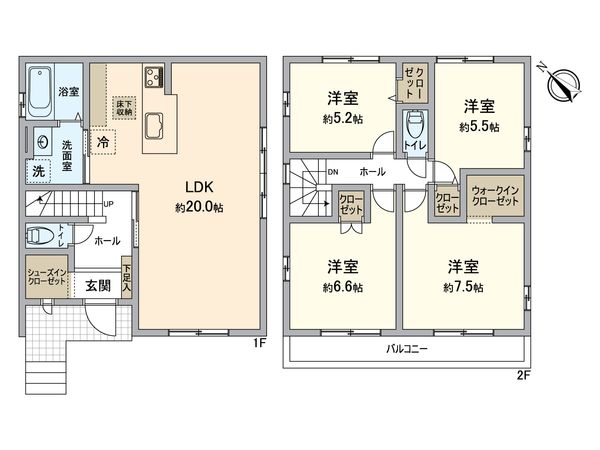 春日台2丁目 新築戸建 1号棟 間取図(平面図) 間取図(平面図)
