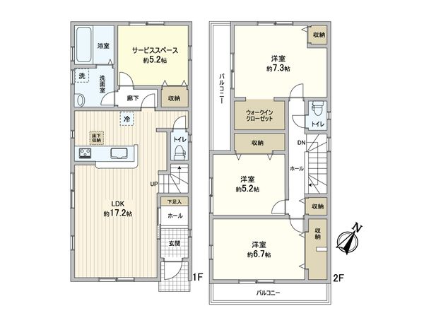 高丸5丁目 新築戸建 1号棟 間取図(平面図) 高丸5丁目 新築戸建 1号棟 間取図(平面図)