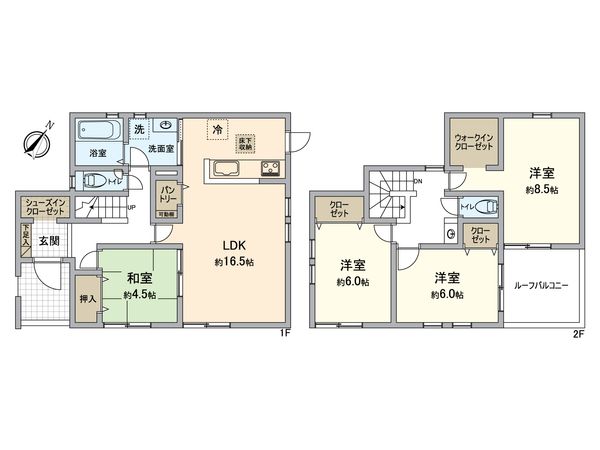 桜が丘西町4丁目 新築戸建 間取図(平面図) 間取図(平面図)