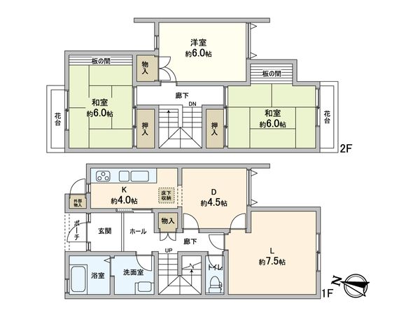 糀台4丁目 テラスハウス 間取図(平面図) 間取図(平面図)