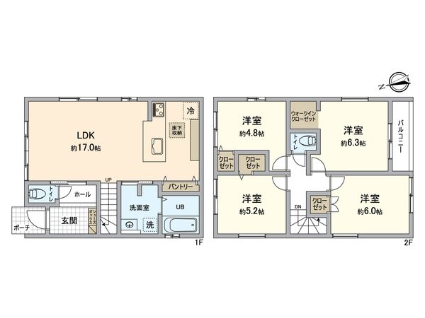 鈴蘭台北町5丁目 新築戸建 1号棟 間取図(平面図) 間取図(平面図)