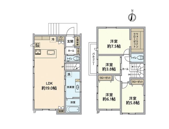 小束山2丁目 新築戸建 2号地 間取図(平面図)