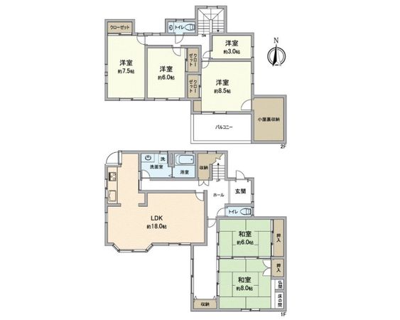 樫野台3丁目 戸建 間取図(平面図) 樫野台3丁目 戸建 間取図(平面図)