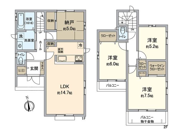 西明石東町 新築戸建 2期 1号棟 間取図(平面図)