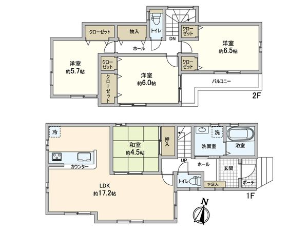 学が丘4丁目新築戸建 2号地 間取図(平面図)