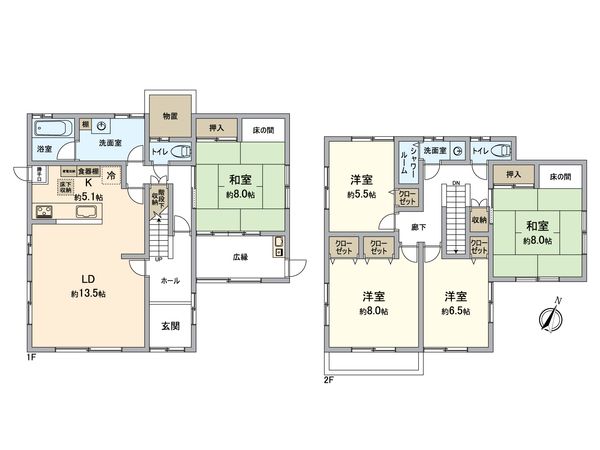 小束山2丁目 戸建 間取図(平面図) 小束山2丁目 戸建 間取図(平面図)