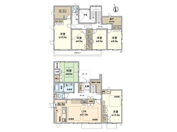 学園東町4丁目戸建 間取図(平面図) 学園東町4丁目戸建 間取図(平面図)