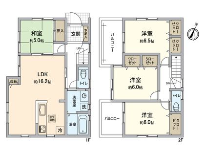 押部谷町西盛 新築戸建 1号棟 間取図(平面図)