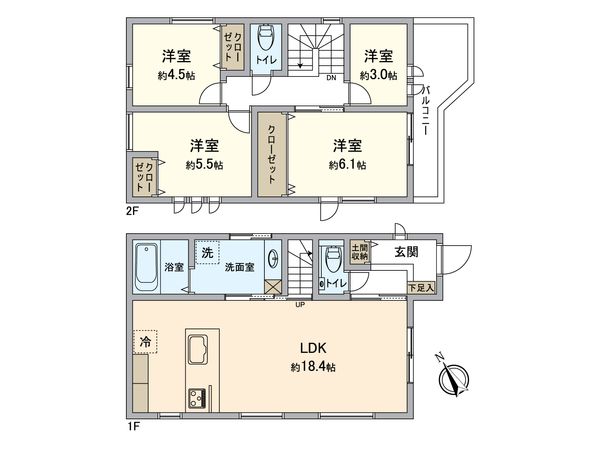 神陵台9丁目 新築戸建 2号地 間取図(平面図)