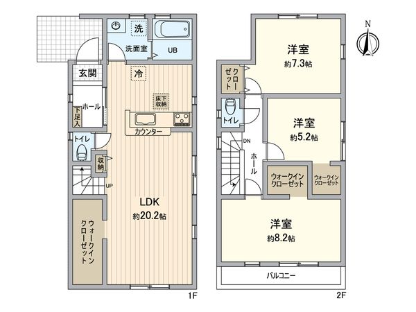 明石市大久保町山手台 新築戸建 2号棟 間取図(平面図)