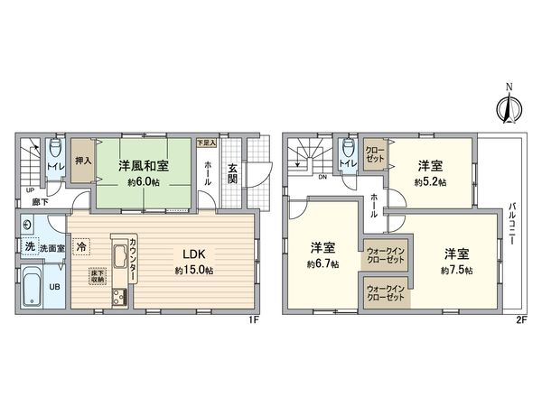 明石市大久保町山手台 2期 新築戸建 1号棟 間取図(平面図)