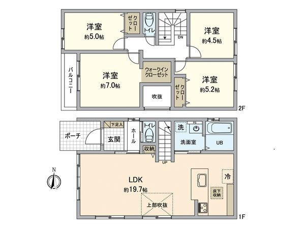 大久保町西脇 新築戸建 1号棟 間取図(平面図)