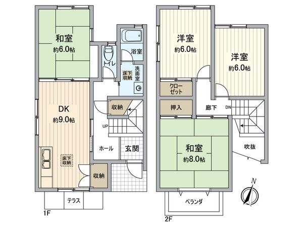 神の谷4丁目 テラスハウス 間取図(平面図) 神の谷4丁目 テラスハウス 間取図(平面図)