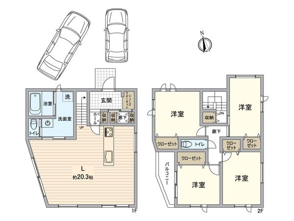 霞ヶ丘3丁目 新築戸建 A号地 間取図(平面図) 霞ヶ丘3丁目 新築戸建 A号地 間取図(平面図)