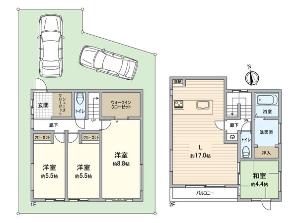 霞ヶ丘3丁目 新築戸建 B号地 間取図(平面図) 霞ヶ丘3丁目 新築戸建 B号地 間取図(平面図)