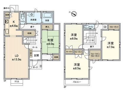 美賀多台2丁目 戸建 間取図(平面図)