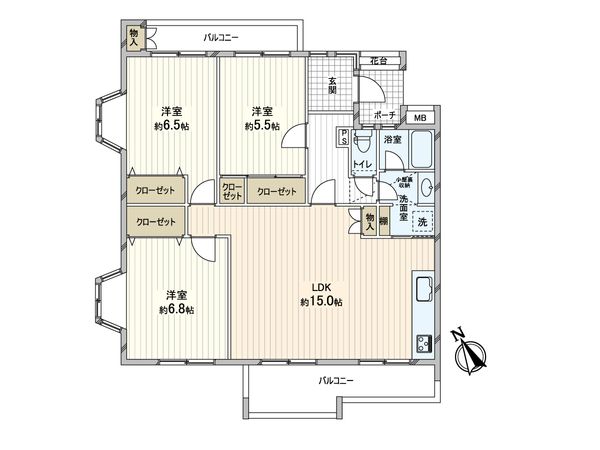 研究学園(5)団地 525号棟 間取図(平面図) 研究学園(5)団地 525号棟 間取図(平面図)