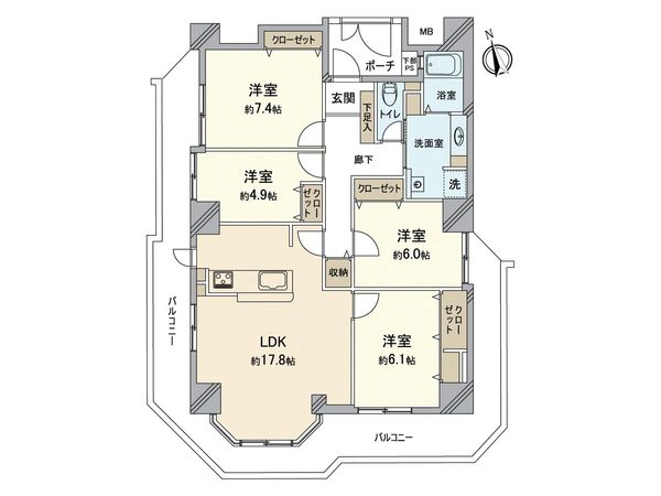 エルシー糀台1 401号棟 間取図(平面図) エルシー糀台1 401号棟 間取図(平面図)