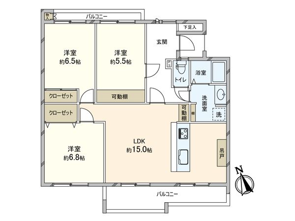 研究学園(5)団地 526号棟 間取図(平面図)