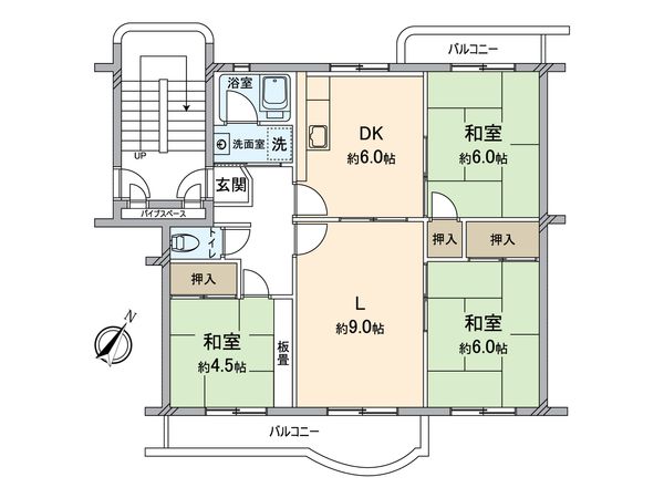 名谷20団地 96号棟 間取図(平面図) 名谷20団地 96号棟 間取図(平面図)