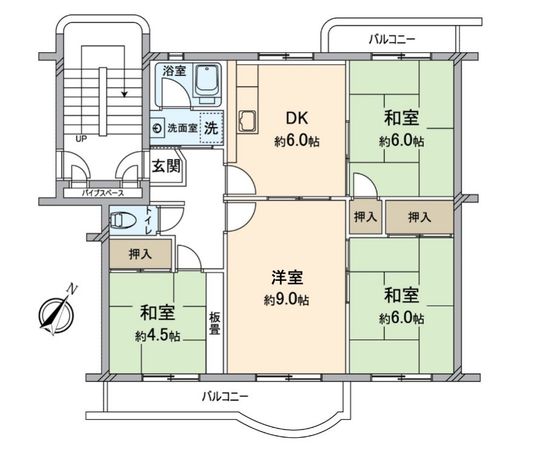 名谷20団地 96号棟 間取図(平面図) 名谷20団地 96号棟 間取図(平面図)