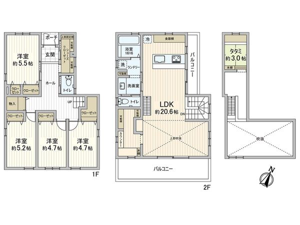 鴨子ヶ原3丁目 戸建 間取図(平面図) 鴨子ヶ原3丁目 戸建 間取図(平面図)