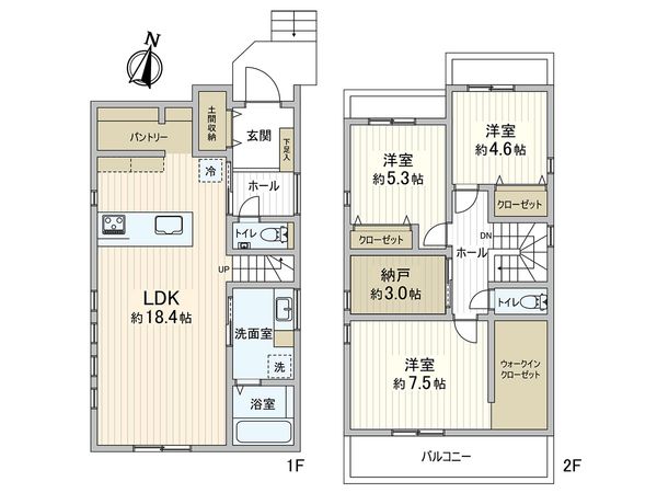 甲南台 新築戸建 2号地 間取図(平面図)