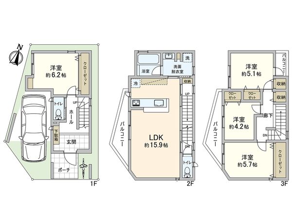 西岡本1丁目 戸建 1号地 間取図(平面図)
