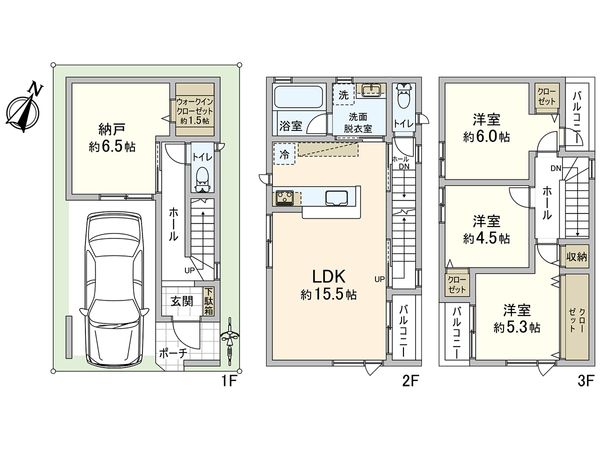 西岡本1丁目 戸建 2号地 間取図(平面図)