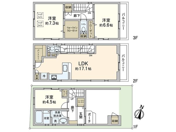 東灘区青木5丁目 新築戸建 間取図(平面図) 東灘区青木5丁目 新築戸建 間取図(平面図)
