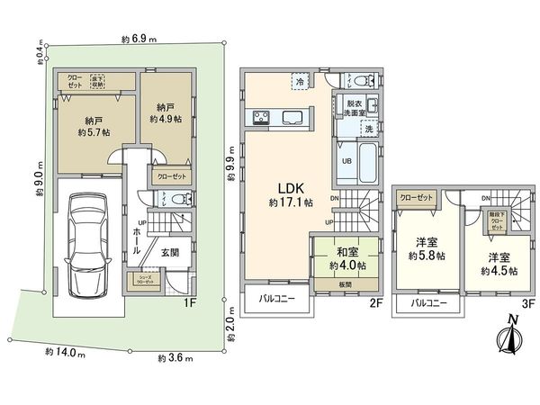 本山北町5丁目 戸建 間取図(平面図) 本山北町5丁目 戸建 間取図(平面図)