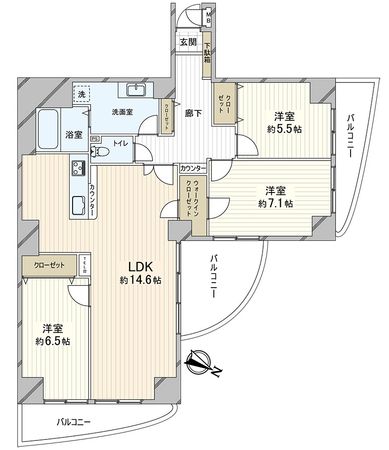 グラン・フェルティ本山 間取図(平面図) グラン・フェルティ本山 間取図(平面図)