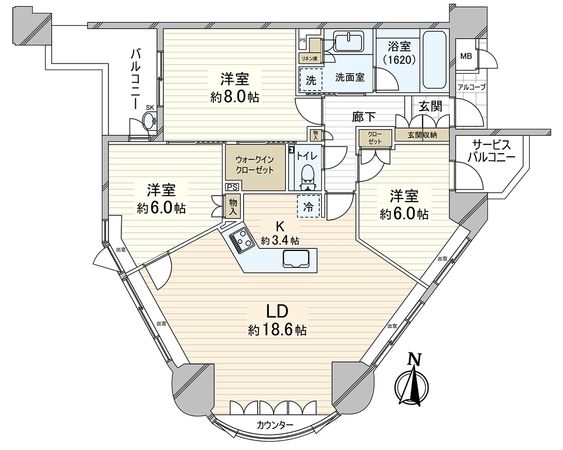 グラン・ブルー神戸本山 間取図(平面図) グラン・ブルー神戸本山 間取図(平面図)