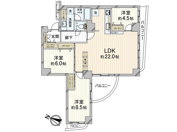 グラン・フェルティ本山 間取図(平面図) グラン・フェルティ本山 間取図(平面図)
