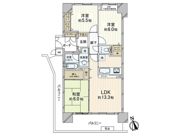コスモシティ住吉川公園 間取図(平面図) コスモシティ住吉川公園 間取図(平面図)