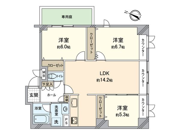 グラン・フェルティ東灘住吉川 間取図(平面図)