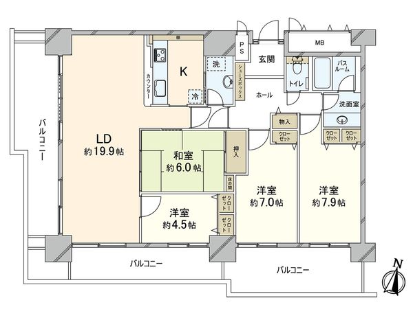 RICイーストコート参番街壱〇壱号棟 間取図(平面図)