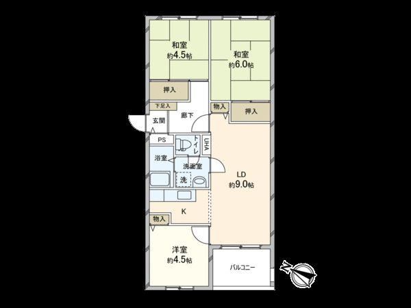 芦屋浜第1住宅 9-2号棟 間取図(平面図)