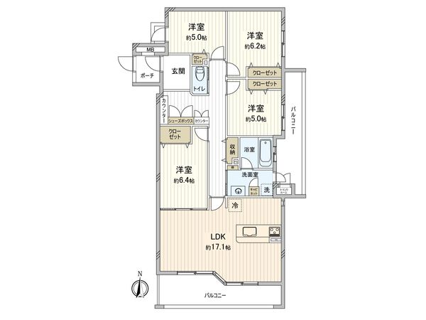 モンセーヌ住吉川公園 2番館 間取図(平面図) モンセーヌ住吉川公園 2番館 間取図(平面図)