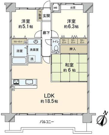 ルルベ御影 間取図(平面図) ルルベ御影 間取図(平面図)