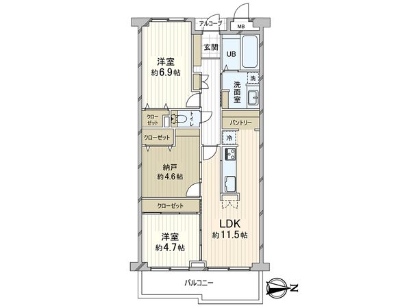 カネボウ芦屋アーバンプラザ 間取図(平面図)